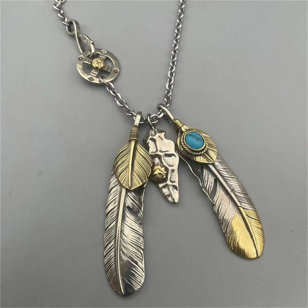 Goros Silver Feather Charm Necklace Japan Fashion Necklaces Gift for BF