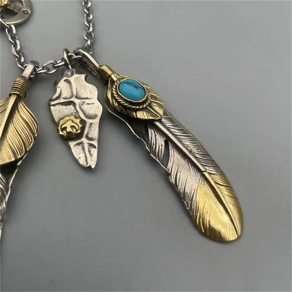 Goros Silver Feather Charm Necklace Japan Fashion Necklaces Gift for BF