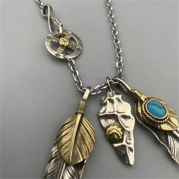 Goros Silver Feather Charm Necklace Japan Fashion Necklaces Gift for BF