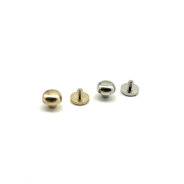 Leather Screw Button Post Silver Mushroom Studs Rivet 10mm
