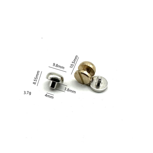Leather Screw Button Post Silver Mushroom Studs Rivet 10mm