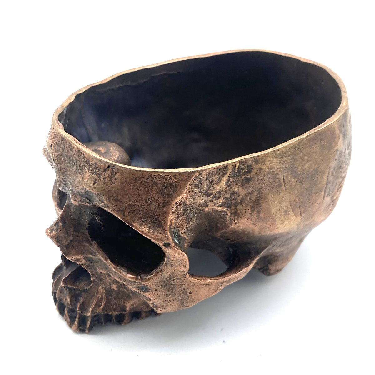 Antique Copper Skull Chalice & Ashtray-Gothic Decor for Tattoo