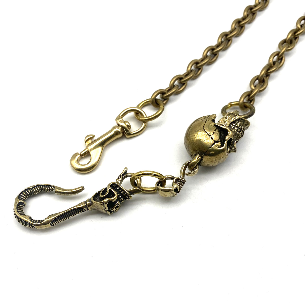 Biker Wallet Chain,Brass Skull Hook,Skull Hook,Skull Bead Link