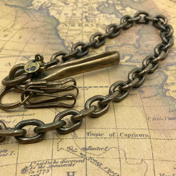 Bronze Wallet Chain Fish Hook Key Holder With Amekaji Ring Ending,Biker Wallet Chain,Men's Outfit Jewelry