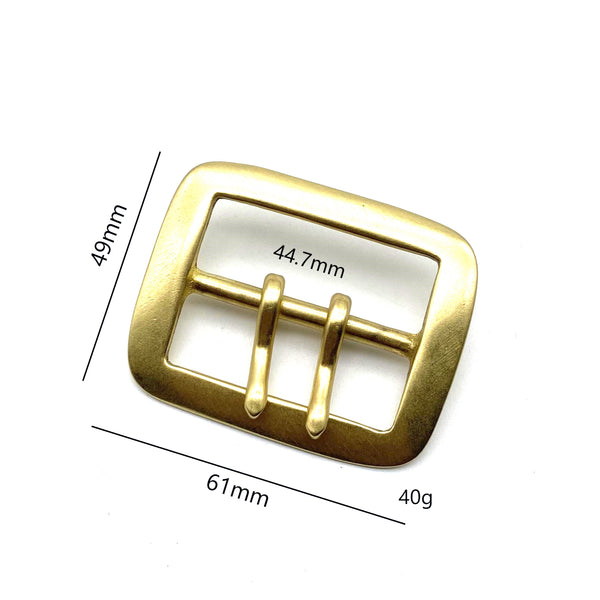 45mm Solid Brass Buckle Double Pin Centre Bar Buckle Leather Belt Fastener