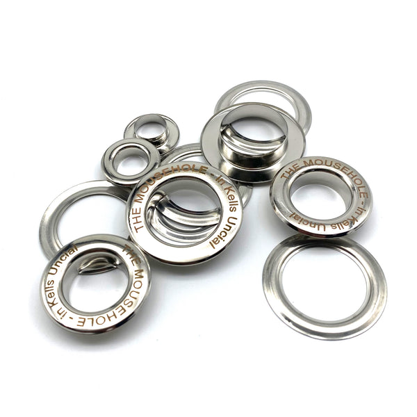 Customized Text Logo Brass Screw Grommet Eyelets Personalised Brand Eyelet Leather Craft Hardware 8-40mm