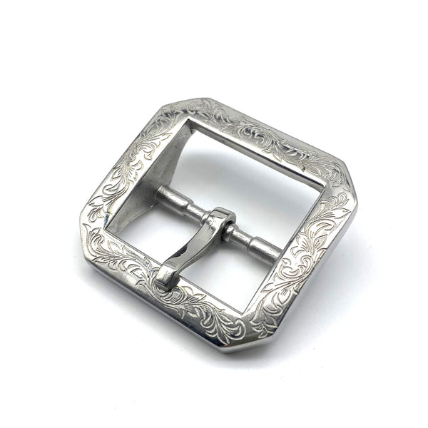 Stainless Buckle Flower Engraved Durable Leather Belt Buckle