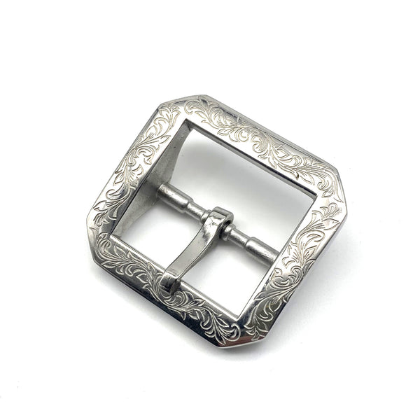 Stainless Buckle Flower Engraved Durable Leather Belt Buckle