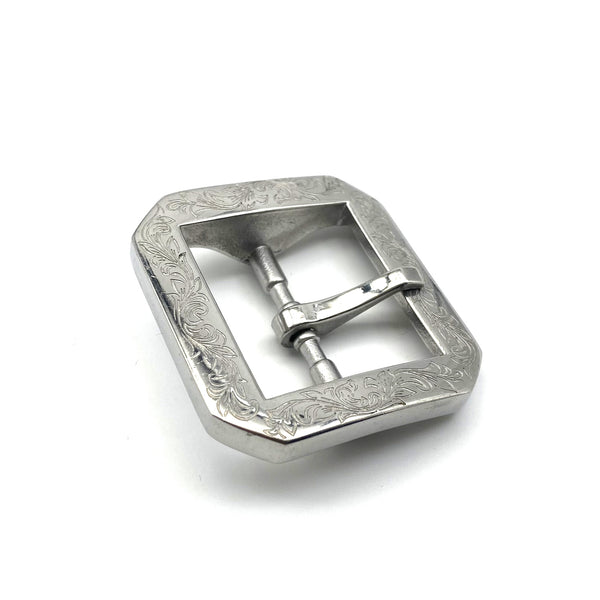 Stainless Buckle Flower Engraved Durable Leather Belt Buckle