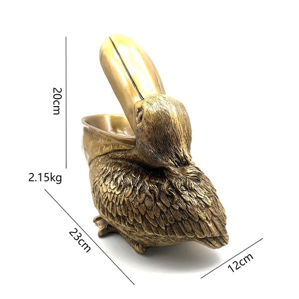 Figurine Pelican Bird Staute,Unique Brass Ashtray ,Brass Pelican Container Statue,Pelican Box Figurine House Decor Ornament