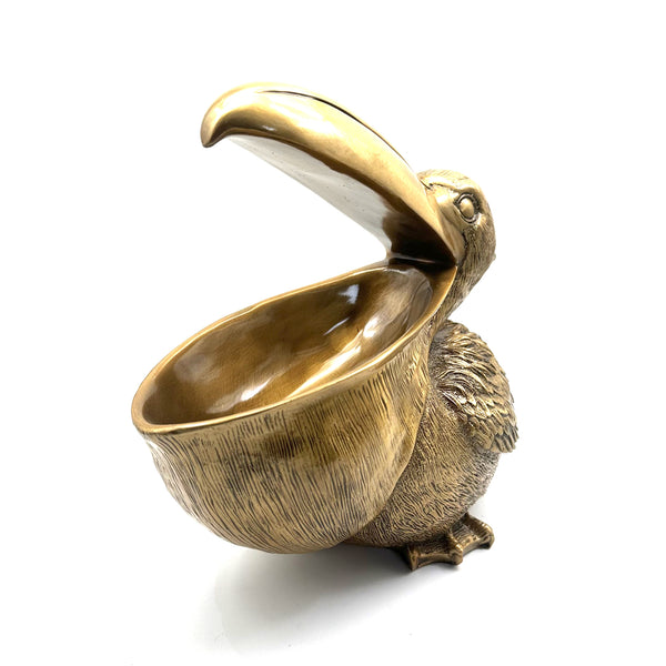 Figurine Pelican Bird Staute,Unique Brass Ashtray ,Brass Pelican Container Statue,Pelican Box Figurine House Decor Ornament