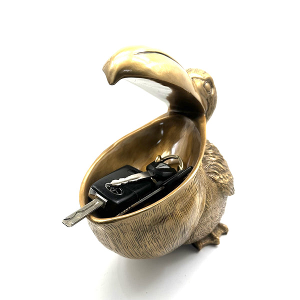 Figurine Pelican Bird Staute,Unique Brass Ashtray ,Brass Pelican Container Statue,Pelican Box Figurine House Decor Ornament