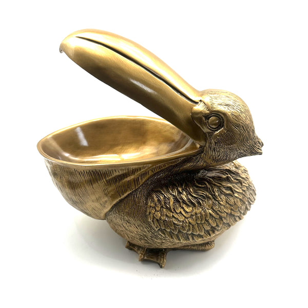 Figurine Pelican Bird Staute,Unique Brass Ashtray ,Brass Pelican Container Statue,Pelican Box Figurine House Decor Ornament