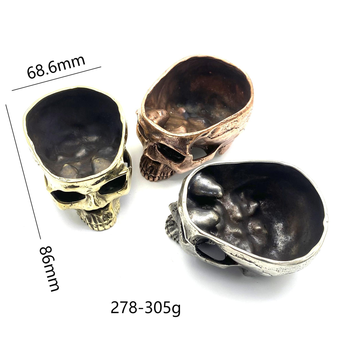 Brass Skull Head Container,Skull Cigar Tray,Skull Ashtray – Metal