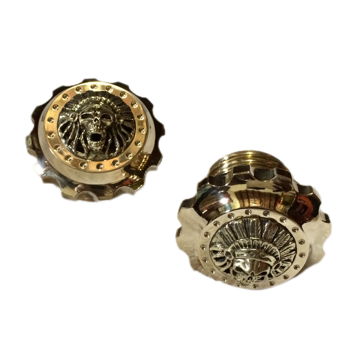 thumbnail image 2 of Chopper Garage Handmade Brass Gas Cap With Mechanic Skull Design For Harley-Davidson 2 of 4