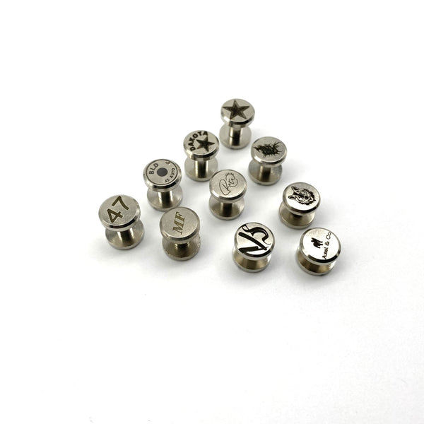 Custom Logo&Text Leather Screw Rivets Silver Chicago Rivets