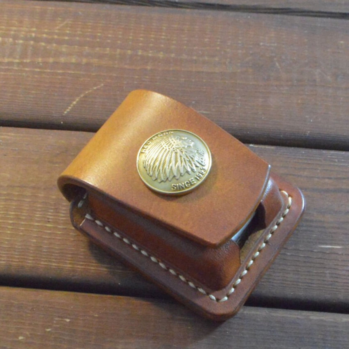 Handmade Zippo Lighter Leather Cover Zippo Belt Keychain Case