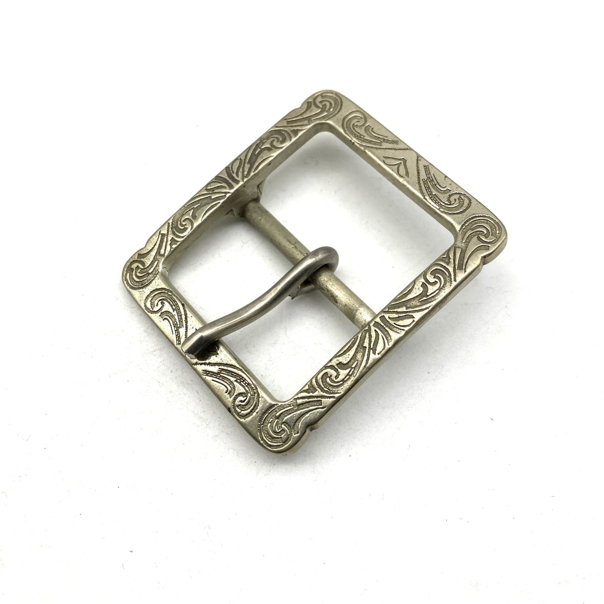 Old Silver Finish Copper Belt Buckle Engraved Arabesque 