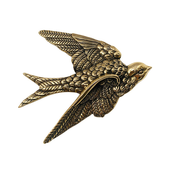 Flying Swallow Wall Decor Hanging Ornament Aged Brass Finish - sculpture