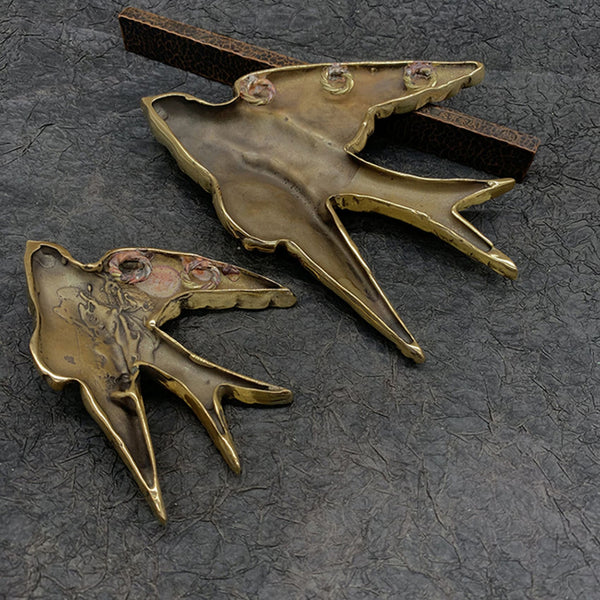 Flying Swallow Wall Decor Hanging Ornament Aged Brass Finish - sculpture