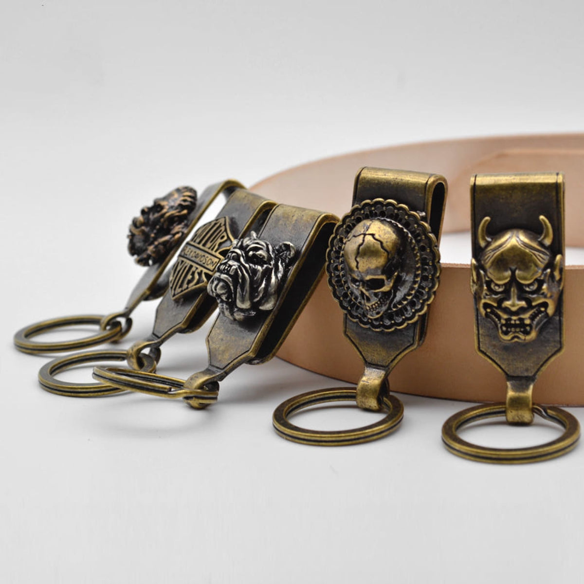 Gifts Mens Antique Brass Belt Keychain Motorcyclist Streetwear Key Cha Metal Field Shop