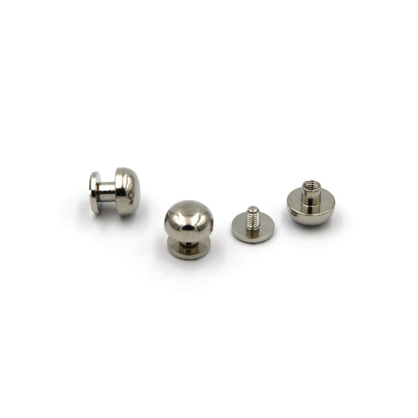 Leather Screw Button Post Silver Mushroom Studs Rivet 10mm