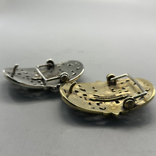 Handmade Cross heart Brass Sliver Leather Belt Buckle