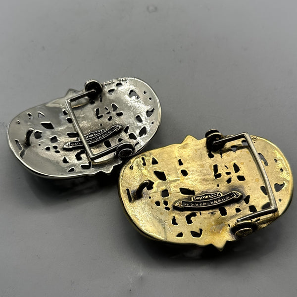 Handmade Cross heart Brass Sliver Leather Belt Buckle