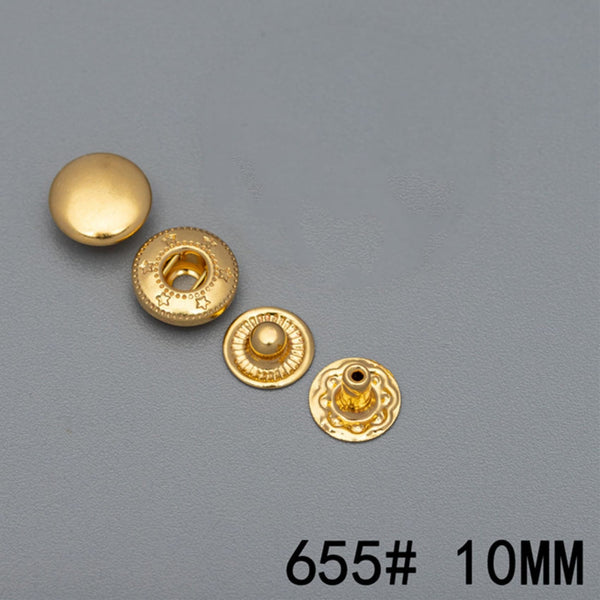 10mm Brass Snap Button Leather Craft Fastener Closure - 10pcs - Buttons & Snaps