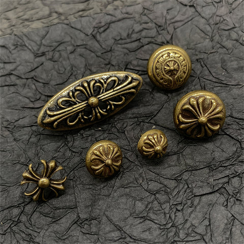 Brass Concho Pin Flower Heart Concho Pin Concho Sets Jeans Button Pin