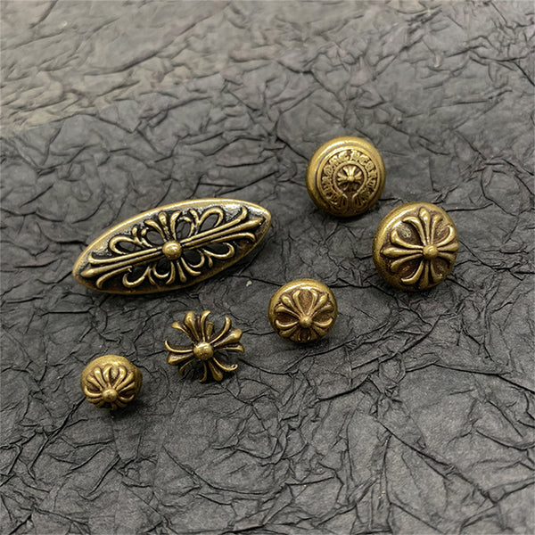Brass Concho Pin Flower Heart Concho Pin Concho Sets Jeans Button Pin