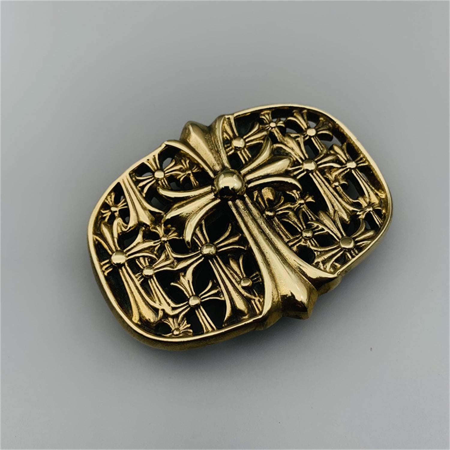 Cross Heart Brass Buckle Leather Belt Decoration Buckle 