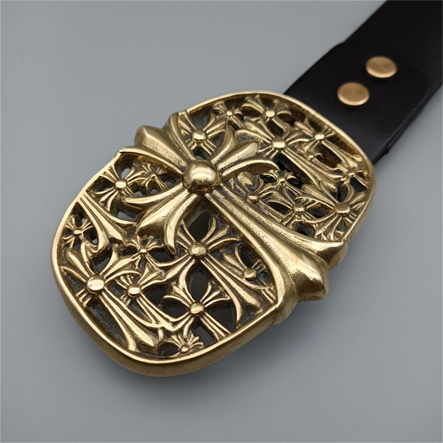 Cross Heart Brass Buckle Leather Belt Decoration Buckle  display picture 2
