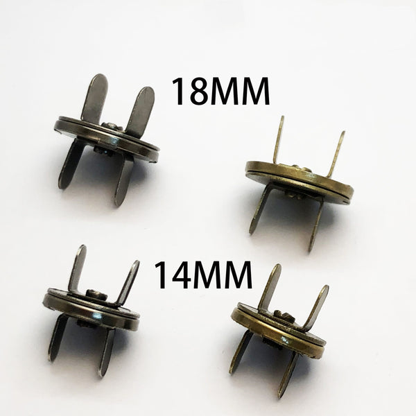 10 sets Double Caps Magnetic Snaps Clasps for Bag Purse Leather Closures 14mm,18mm Craft Supplies DIY