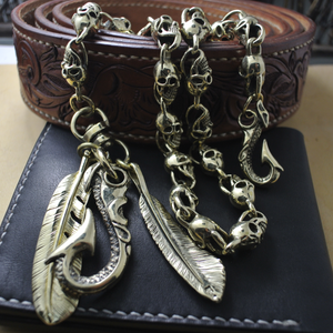 Copper Skull Linked Chain Wallet,Biker Jewelry Chain Outfit Accessories