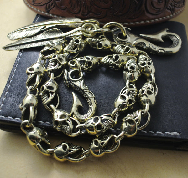 Copper Skull Linked Chain Wallet,Biker Jewelry Chain Outfit Accessories