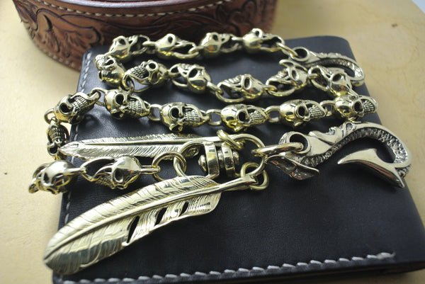 Copper Skull Linked Chain Wallet,Biker Jewelry Chain Outfit Accessories