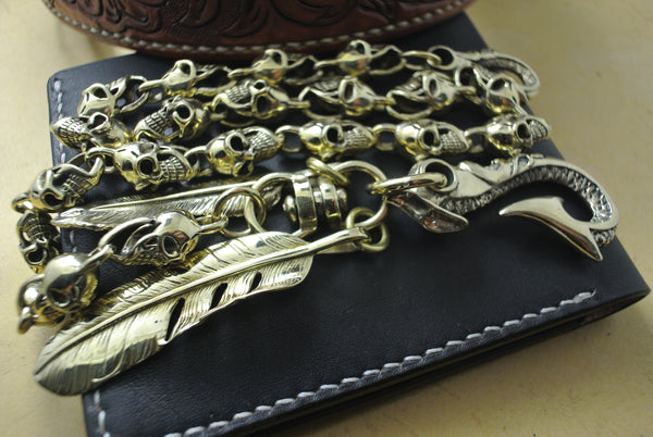 Copper Skull Linked Chain Wallet,Biker Jewelry Chain Outfit Accessories