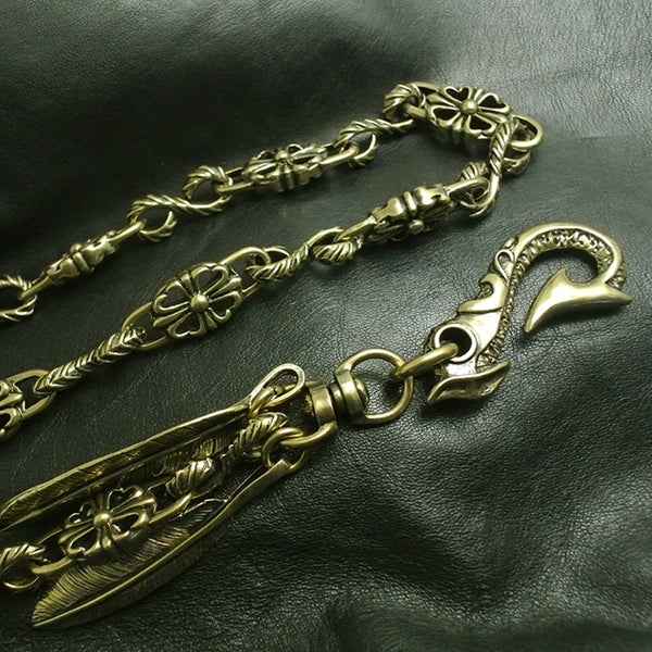 Brass Chain Wallets Leather Purse Chain Biker Jewelry Keychain