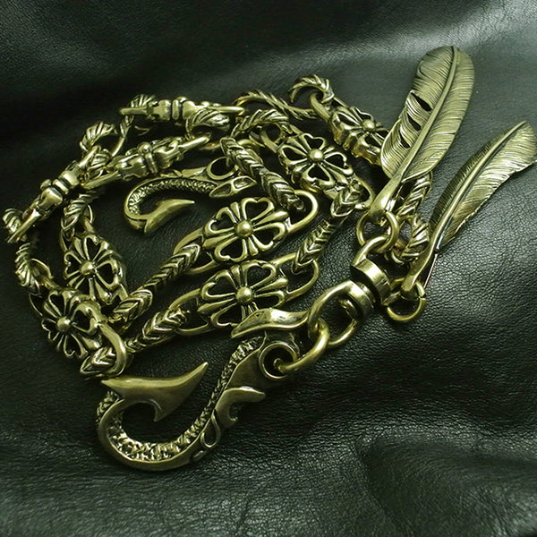 Brass Chain Wallets Leather Purse Chain Biker Jewelry Keychain