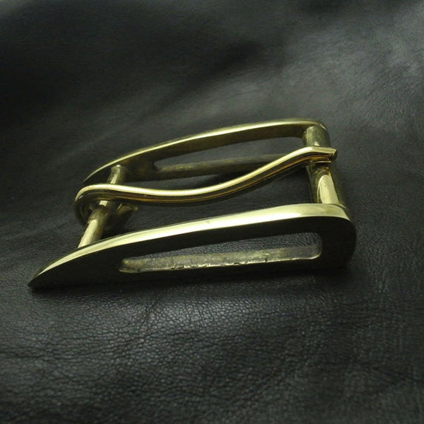 35mm Western Gentleman Brass Belt Buckle High Polished - Belt Buckles