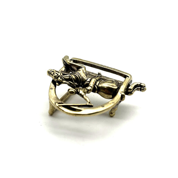 36mm Antique Brass Cowboy Equestrian Belt Buckle