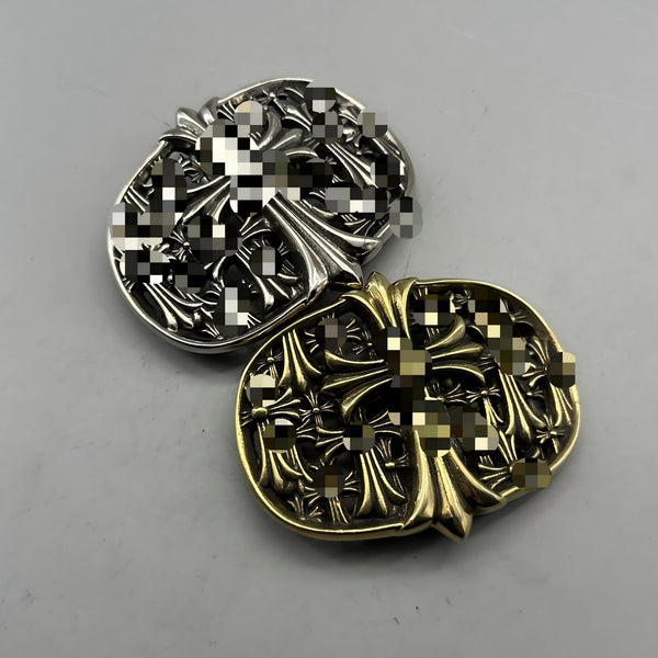 Handmade Cross heart Brass Sliver Leather Belt Buckle
