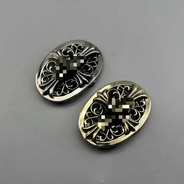 German Silver Cross Heart Buckle Copper Casted Leather Belt Buckle