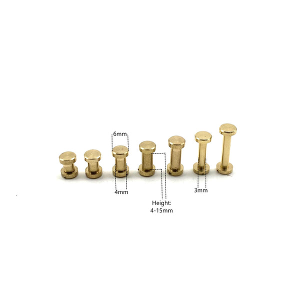 6mm Diameter Post Brass Chicago Screw Leather Crafting Screw Rivets