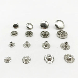 8/10/12.5/15mm Silver Plated Brass Snap Button Leather Craft Fastener Closure - Buttons & Snaps