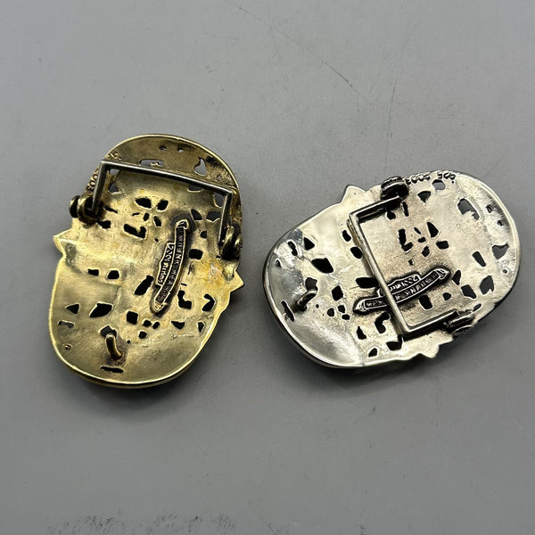 Handmade Cross heart Brass Sliver Leather Belt Buckle