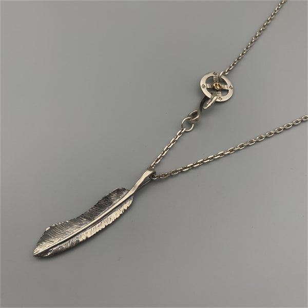 Goros Takahashi Silver Feather Charm Necklace Japan Fashion Necklaces Gift for BF
