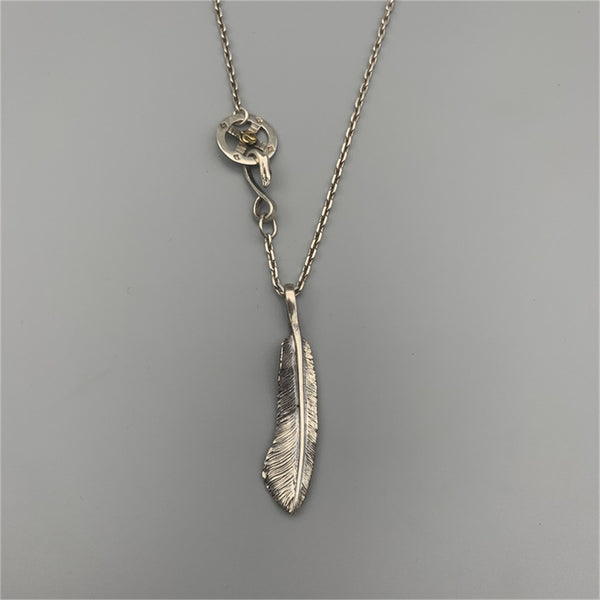 Goros Takahashi Silver Feather Charm Necklace Japan Fashion Necklaces Gift for BF