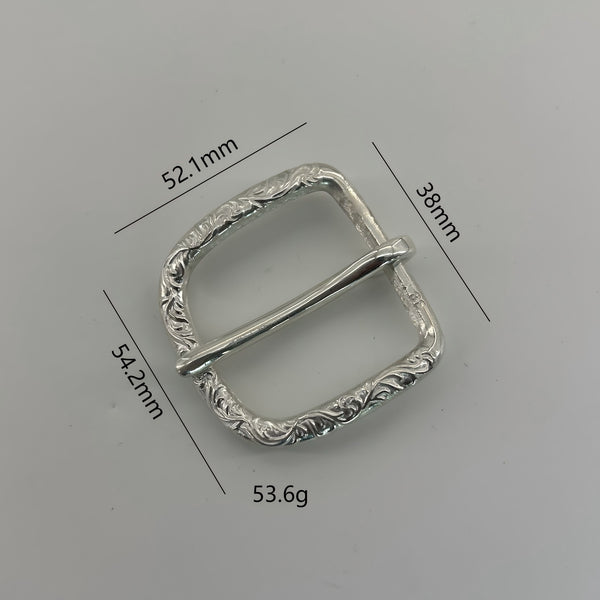 925 Sterling Silver Belt Buckle with Flower